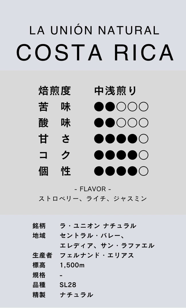 〔コスタリカ/中浅煎り〕ラ・ユニオン/ナチュラル