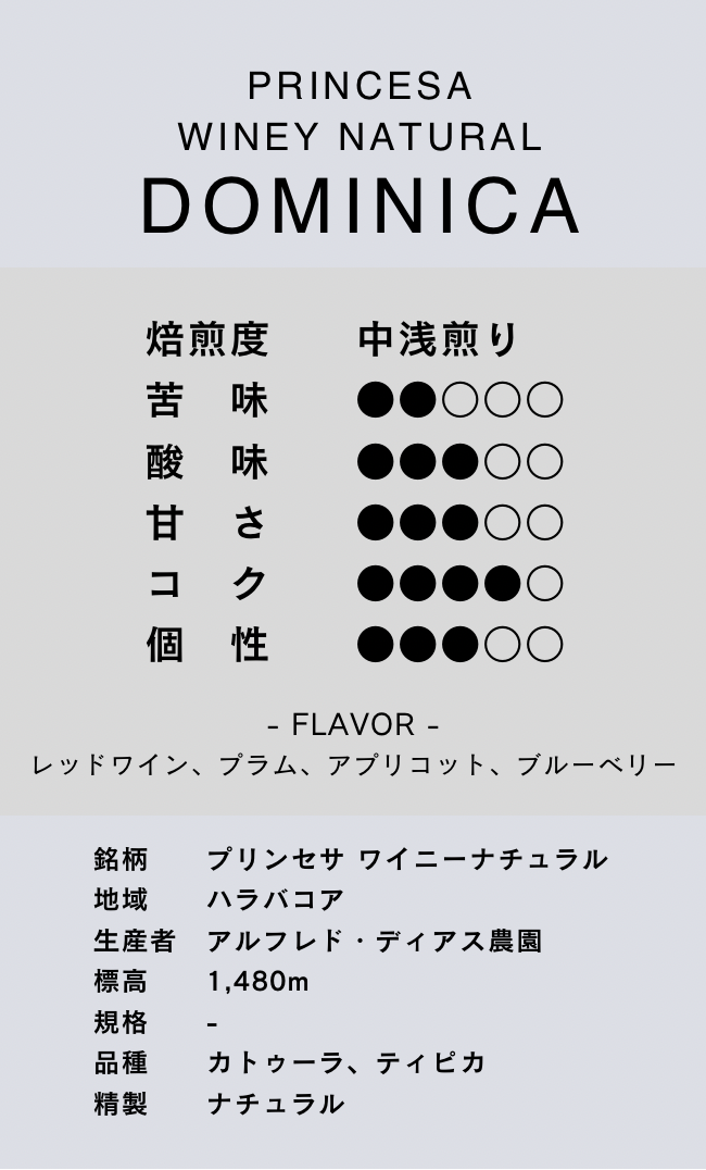 〔ドミニカ/中煎り〕プリンセサ ワイニーナチュラル