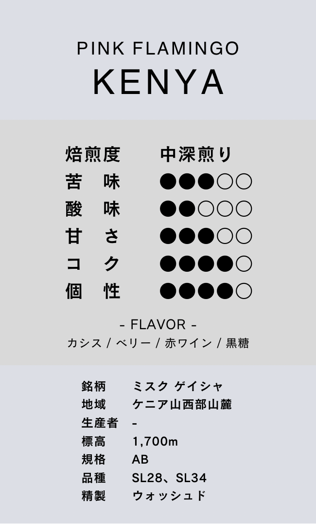 〔ケニア/深煎り〕ピンクフラミンゴ/ウォッシュド