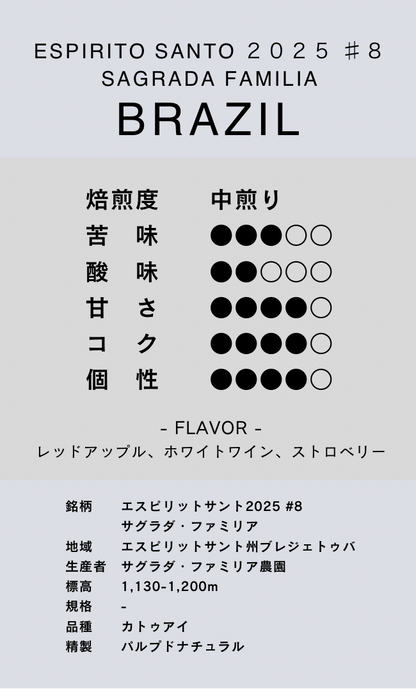 〔ブラジル／中煎り〕エスピリットサント2025 #8 サグラダ・ファミリア／パルプドナチュラル
